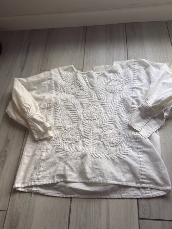 Tops - Vintage Chiapas Mexico Embroidered Blouse Top Huipil Handmade Cotton Boho Small